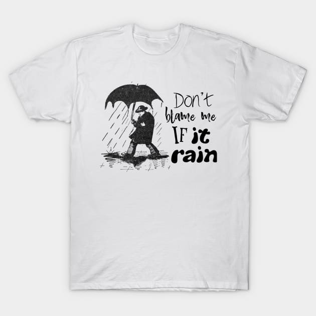 A man with Umbrella Funny Illustration and Text T-Shirt by Biophilia